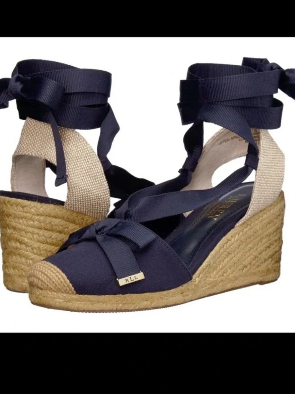 LAUREN Ralph Lauren Hollie Espadrille Wedge In Navy Size 7.5B